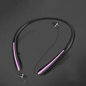 Wireless Bluetooth Neckband Headphones Auto Retractable Earbuds,CVC8.0 Noise Cancelling,IPX6 Waterproof Earphones,16 Hrs HD Talktime Soft Silicone Material for Working,Purple