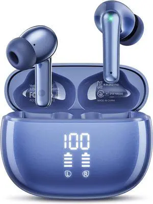 Wireless Earbuds, Bluetooth 5.3 Ear Buds, Headphones with Clear Stereo Sound, 40H Playtime with LED Digital Display, IPX7 Waterproof Earphones Built-in Mic for Phone Tablet Sports Workout