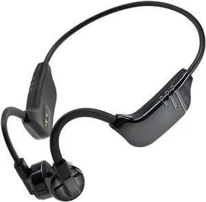 Bone Conduction Headphones, Open-Ear, Three Replacement Heads, Including IPX8 Waterproof Swimming, Built-in 32GB Sports Earbuds, Microphone, 8H Gaming time, Bicycle, Black