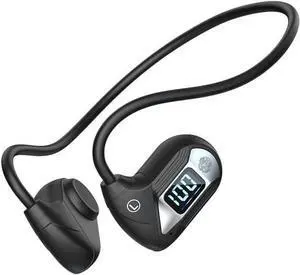 Bone Conduction Headphones, Swimming, Open-Ear Bluetooth air, Ip68 Waterproof Wireless with LED Power Display, 20-Hour Gaming time, Sports, Black