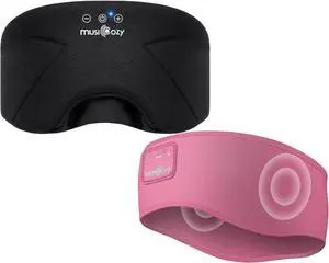 MUSICOZY Bluetooth 5.4 Sleep Headphones Headband, Zipper Washable Eye Mask with HD Stereo Speakers + Wireless Sports Headband, 14H Playtime Music Headphones for Sleeping, Running, Travel, Meditation