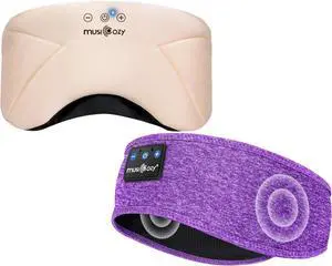 MUSICOZY Bluetooth 5.4 Sleep Headphones Headband, Zipper Washable Eye Mask with HD Stereo Speakers + Wireless Sports Headband, 14H Playtime Music Headphones for Sleeping, Running, Travel, Meditation
