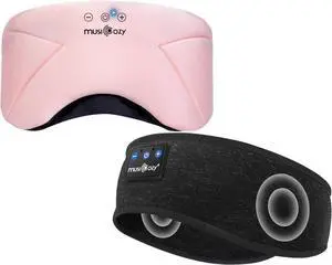 MUSICOZY Bluetooth 5.4 Sleep Headphones Headband, Zipper Washable Eye Mask with HD Stereo Speakers + Wireless Sports Headband, 14H Playtime Music Headphones for Sleeping, Running, Travel, Meditation
