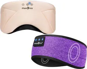 MUSICOZY Bluetooth 5.4 Sleep Headphones Headband, Zipper Washable Eye Mask with HD Stereo Speakers + Wireless Sports Headband, 14H Playtime Music Headphones for Sleeping, Running, Travel, Meditation