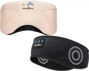 MUSICOZY Bluetooth 5.4 Sleep Headphones Headband, Zipper Washable Eye Mask with HD Stereo Speakers + Wireless Sports Headband, 14H Playtime Music Headphones for Sleeping, Running, Travel, Meditation