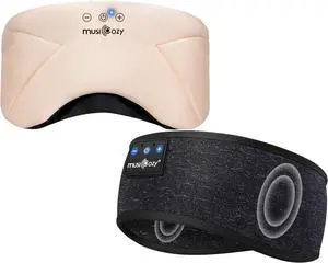 MUSICOZY Bluetooth 5.4 Sleep Headphones Headband, Zipper Washable Eye Mask with HD Stereo Speakers + Wireless Sports Headband, 14H Playtime Music Headphones for Sleeping, Running, Travel, Meditation
