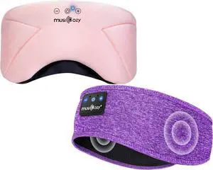 MUSICOZY Bluetooth 5.4 Sleep Headphones Headband, Zipper Washable Eye Mask with HD Stereo Speakers + Wireless Sports Headband, 14H Playtime Music Headphones for Sleeping, Running, Travel, Meditation