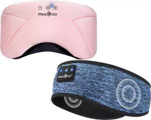 MUSICOZY Bluetooth 5.4 Sleep Headphones Headband, Zipper Washable Eye Mask with HD Stereo Speakers + Wireless Sports Headband, 14H Playtime Music Headphones for Sleeping, Running, Travel, Meditation