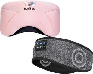 MUSICOZY Bluetooth 5.4 Sleep Headphones Headband, Zipper Washable Eye Mask with HD Stereo Speakers + Wireless Sports Headband, 14H Playtime Music Headphones for Sleeping, Running, Travel, Meditation