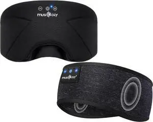 MUSICOZY Bluetooth 5.4 Sleep Headphones Headband, Zipper Washable Eye Mask with HD Stereo Speakers + Wireless Sports Headband, 14H Playtime Music Headphones for Sleeping, Running, Travel, Meditation