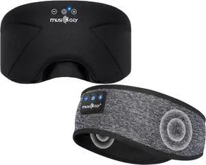 MUSICOZY Bluetooth 5.4 Sleep Headphones Headband, Zipper Washable Eye Mask with HD Stereo Speakers + Wireless Sports Headband, 14H Playtime Music Headphones for Sleeping, Running, Travel, Meditation