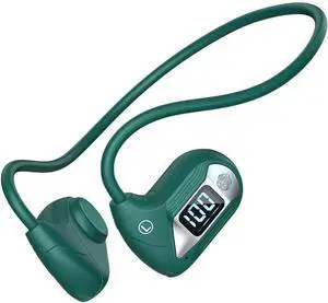 Bone Conduction Headphones Swimming Headphones Open Ear Bluetooth Air Conduction Earphones Ip68 Waterproof Wireless Earbuds with LED Power Display 20Hrs Playtime Sports Earbuds,Green
