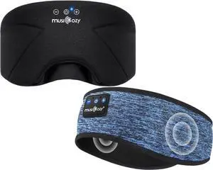 MUSICOZY Bluetooth 5.4 Sleep Headphones Headband, Zipper Washable Eye Mask with HD Stereo Speakers + Wireless Sports Headband, 14H Playtime Music Headphones for Sleeping, Running, Travel, Meditation