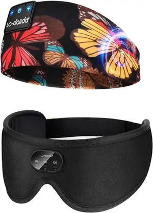 LC-dolida Sleep Headphones Headband Bluetooth 5.4, Sports Headband Earphones Wireless,Bluetooth Sleep Mask with White Noise