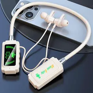 Sport Neckband Headphones Bluetooth 5.4 in Ear 100 Hours Working Time with LED Battery Indicator Magnetic Neckband Wireless Stereo Headset,TF Card Slot Waterproof for Sports/Workout/Office,White