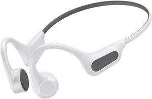 Open Ear Headphones Bluetooth 5.3 Bone Conduction Headphones with Built-in Mic, IPX5 Waterproof Lightweight for Bluetooth Earphones Stable to Wear for Running,Cycling,Hiking,Driving,Gym,White