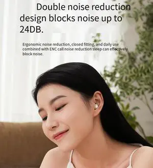 Headphones Sleep Earbuds Bluetooth Wireless Mini Invisible Semi-in-Ear Headphones Lightweight,Double Noise Cancellation Sleep Earplugs for Side Sleepers with Charging Case, Black