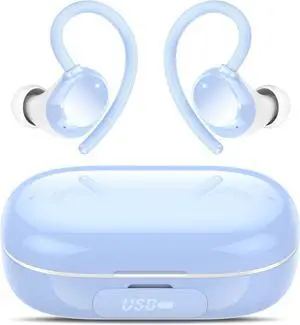 Ear Buds Wireless Bluetooth Earbuds Sport 128H Playtime 2025 New Bluetooth 5.3 Headphones with LED Display Powerful Bass Over Ear Earphones with Earhooks IP7 Waterproof for Gym/Running/Workout