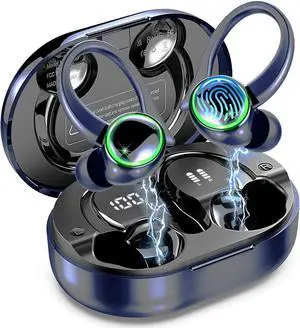 Wireless Earbuds, Bluetooth Headphones Sports, 50H Playback Over-Ear Buds with ENC Noise Cancelling Mic, Deep Bass Fitness Earphones Gym Running, Waterproof Headset with Earhook Workout