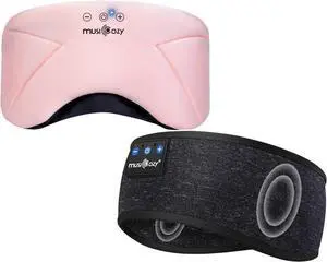 MUSICOZY Bluetooth 5.4 Sleep Headphones Headband, Zipper Washable Eye Mask with HD Stereo Speakers + Wireless Sports Headband, 14H Playtime Music Headphones for Sleeping, Running, Travel, Meditation