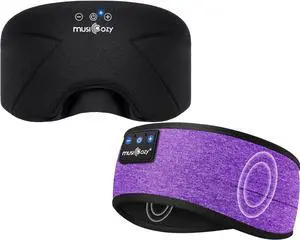 MUSICOZY Bluetooth 5.4 Sleep Headphones Headband, Zipper Washable Eye Mask with HD Stereo Speakers + Wireless Sports Headband, 14H Playtime Music Headphones for Sleeping, Running, Travel, Meditation