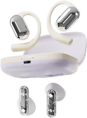 Wireless Bluetooth 5.3 Earbuds (2 pairs of Headphones) 60 Hours with Charging Case, Sports Waterproof Open Ear Headphones with Earhooks Intelligent call noise reduction for Workout Running Gym,Purple