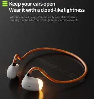Open Ear Headphones Bone Conduction Headphones Bluetooth 5.3,Bone Conduction Earphones with Multi-Colored Breathing Lights,9 Hours Battery IPX5 Waterproof Earbuds for Swimming,Gym,Green