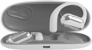 Open Ear Air Conduction Headphones Denoise Wireless Bluetooth Ear Buds 40 Hours with Charging Case Sports Headphones with Earhooks Touch Sensing for Workout Driving Walking,White