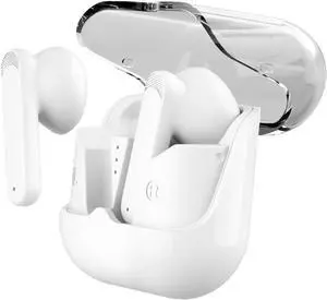 Ear Buds Wireless Bluetooth 5.3 Headphones HD Voice Call Sports Earphones Headphones with 4.5 hrs Talking Time,Sweat Resistant Touch Control Bluetooth Earbuds for Workout Sports,White