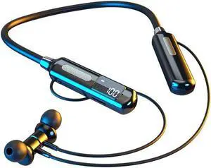 Sport Neckband Headphones Bluetooth 5.3 in Ear 100 Hours Working Time with LED Battery Indicator Magnetic Neckband,TF card can play music Wireless Stereo Headset IPX5 Waterproof for Sports/Workout