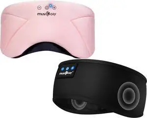 MUSICOZY Bluetooth 5.4 Sleep Headphones Headband, Zipper Washable Eye Mask with HD Stereo Speakers + Wireless Sports Headband, 14H Playtime Music Headphones for Sleeping, Running, Travel, Meditation