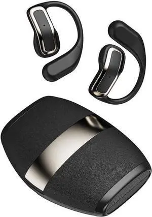 Open Ear Bluetooth Headphones, Over-Ear Clip Design - Wireless Sport Headset for Running, Cycling, Work (Black)
