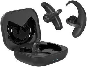 360° Stereo Sound Open Ear Clip Wireless Earbuds Bluetooth 5.3, Sports Earphones Built-in Microphone, 500mAh Charging Case, IPX5 Waterproof Fitness Headphones for Exercise,Black