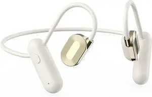 Wireless Bone Conduction Headphones Open Ear Bluetooth Earbuds Sports Earbuds Wireless Bone Conduction Earphones Noise Cancelling Headset for Running Cycling Driving (Off-White)