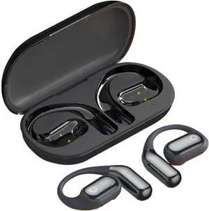 Open Ear Air Conduction Headphones Wireless Bluetooth 5.4 Earphones with Intelligent Touch Screen, HIFI Stereo,500 mAh Battery Capacity,48 Hours Playtime Waterproof Sport Headset for Phone TV,Black