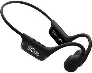 Bone Conduction Headphones IPX8 Waterproof Swimming LCD Screen Built in 32G Memory Bluetooth 5.4 Earphones Open Ear Earbuds for Diving, Cycling, Driving,HIFI Stereo Sound with 8H Playtime, Black