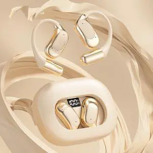 Wireless Bluetooth 5.4 Open-Ear-Headphones with ENC Noise Cancellation, Smart AI Translator Earbuds with Earhooks,144 Countries Language Translator for Workout Driving Walking, Beige