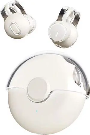 Clip On Headphones Open Earbuds Clip On Earbuds Open Ear Buds Wireless Bluetooth 5.3 Sport Earphones Built-In Mic 56H Playtime Charging Case Ipx5 Waterproof Ear Bud Wireless for Exercise white