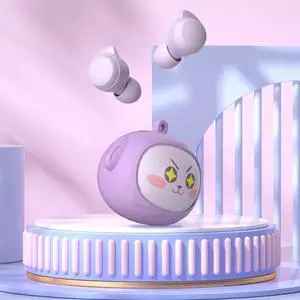 Wireless Earbuds Bluetooth 5.3, Face-Changing in-Ear Earbuds with Rotating Lid Design, Sport Mini Waterproof Cute Bluetooth Headphones, ENC Noising Cancelling/Long Battery Life (Lilac Purple)