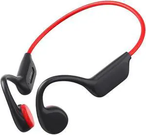 Bone Conduction Headphones 5.3 Open Ear Headphones,Bone Conduction Earphones IPX8 Waterproof with Mic,Built-in 32GB MP3,8 Hours Battery Waterproof Earbuds for Swimming,Gym,Red