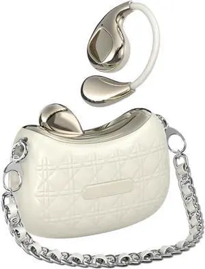 Open Ear Bluetooth 5.4 Earbuds Open Ear Headphones Sport Earphones Built-in Mic with Hooks Earbuds for Running (Beige)