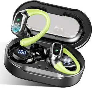 Wireless Earbuds, 2025 Bluetooth 5.4 Headphones Sport, 50Hrs HiFi Stereo Deep Bass Over-Ear buds with ENC Noise Cancelling Mic, IP7 Waterproof & LED Display Earphones with Earhooks for Workout/Running