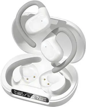 Open Ear Bluetooth Headphones On-Ear Wireless Earphones with Microphone,Bluetooth 5.3 Touch Control Air Conduction Sport Open Ear Buds IPX5 Waterproof Headset for Workouts Running,White