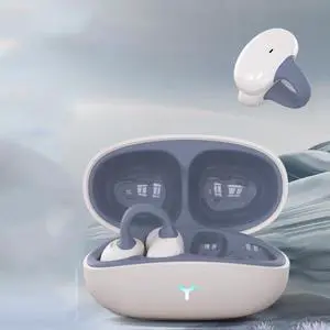 Wireless Open Ear Headphones Bluetooth Ear Clip Earphones Ultralight Open Ear Earbuds Waterproof,Single Battery Life 12H,CVC8.0 Dual Mic Noise Cancelling for Workout,Driving,Meeting,White