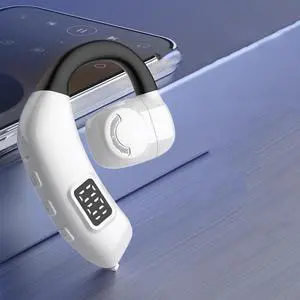 Bluetooth Earpiece Wireless Earbud Earhooks Headphone with HIFI Stereo Sound, 365 Days Standby 30 Hours Talk Time with Noise Canceling Mic 180° Rotation Fit Cell Phones Driving/Business/Office,White