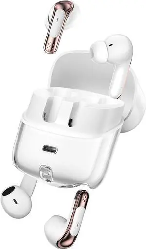 Wireless Earbuds with 4 Ear Buds Bluetooth 5.4 Headphones Wireless Sports Earphones,Active Noise Cancellation with 20H Playtime for Phone Laptop PC TV Running Workout,White