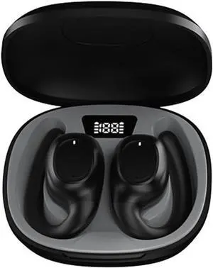 Headphones Open Ear Earbuds Wireless Bluetooth 5.3 Earphones, IPX5 Waterproof Wireless Headset, Ergonomic Ear Hooks, Snug Fit for Workout Driving Walking with iPhone Android,Black