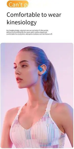 Open Ear Wireless Bluetooth Headphones, Touch Control Air Conduction Sport Ear Buds IPX5 Waterproof Headsets, 5 Hours Playtime for Android iPhone, Ergonomic,Colorful Lights When Charging,Pink