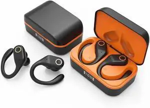 Wireless Earbuds Earhooks Sports in-Ear Bluetooth 5.3 Headphones with Microphone,IPX7 Rating Headset,HiFi Sound Quality Compact and Portable for TV Smart Phone Laptop Computer Sports,Black