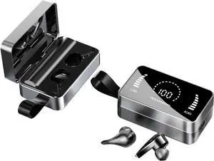 Bluetooth Headphones Wireless Earbuds Over Ear Buds,IPX7 Waterproof,CVC8.0 Intelligent Noise Isolation,Painless for Long Term Wearing,200H Playtime,LED Digital Display Headset for Sport,Black